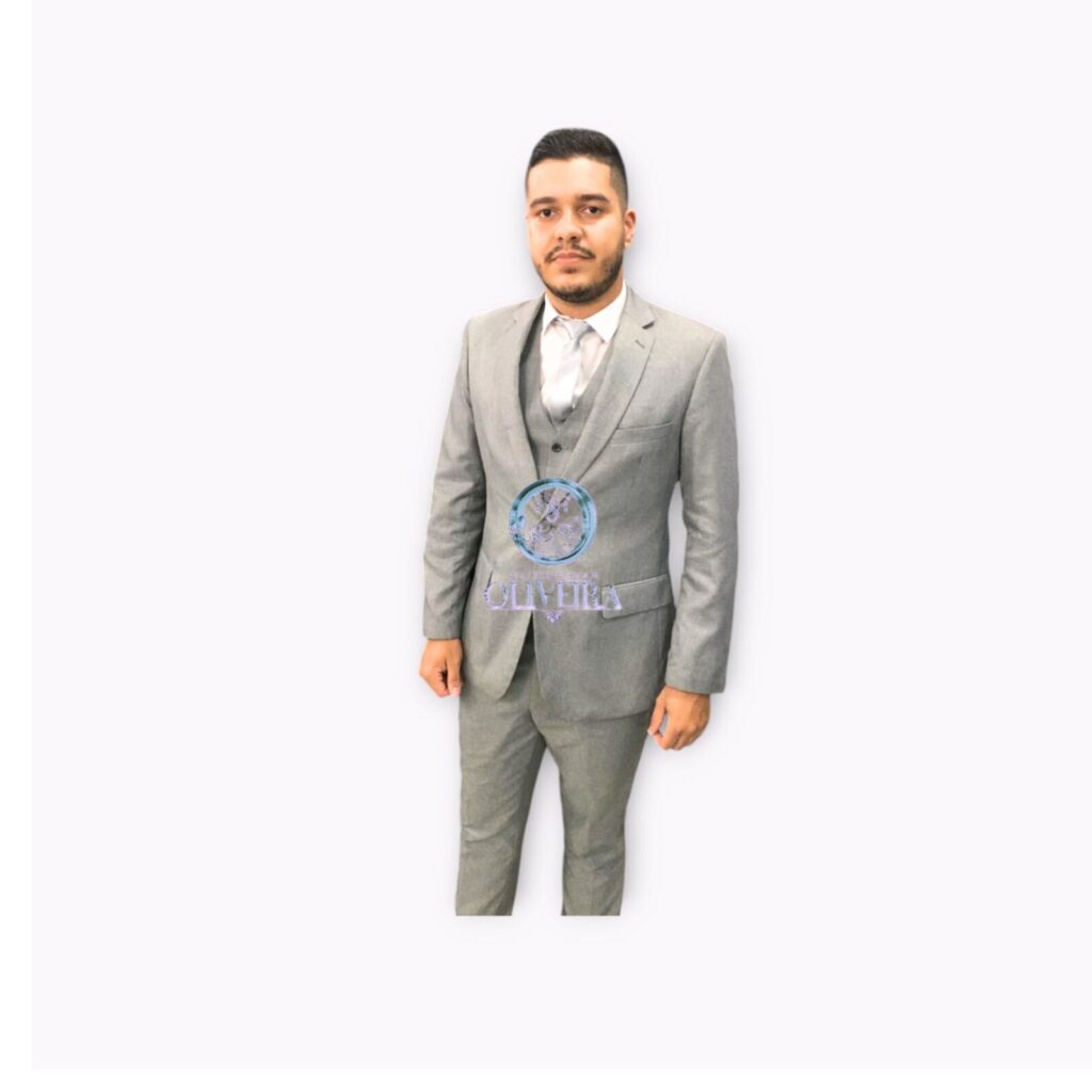 terno cinza claro slim fit